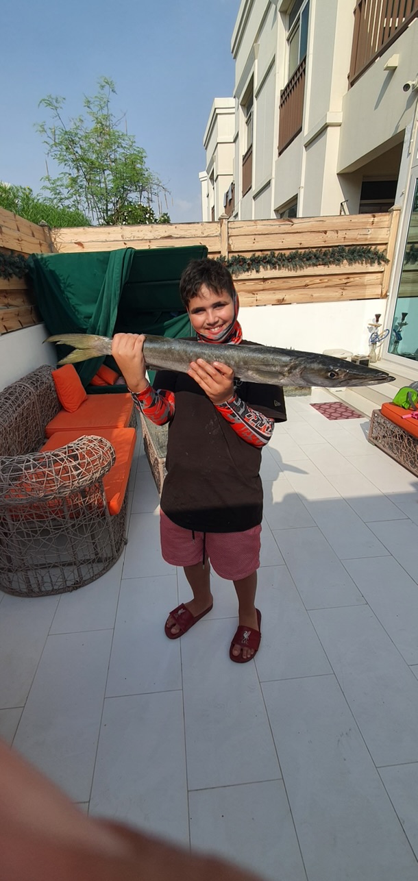 The first big fish: a barracuda.